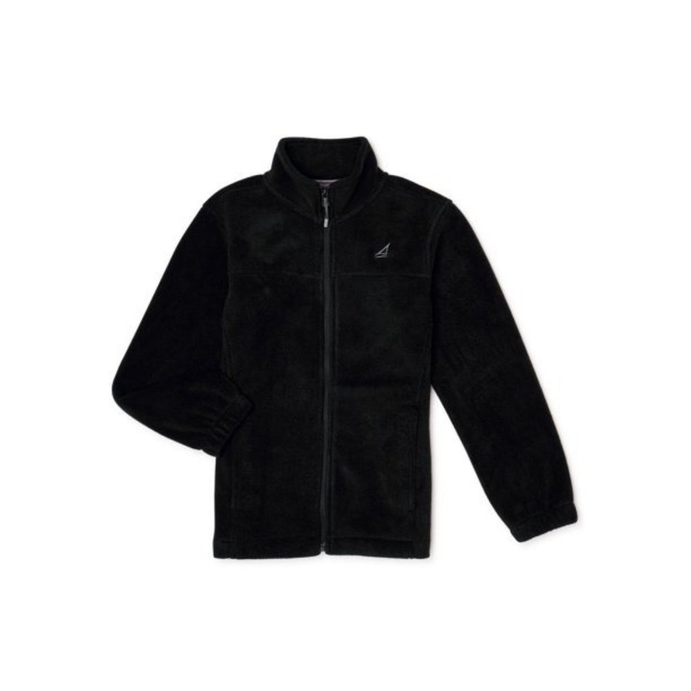 Atlantis Boys Solid Polar Fleece Zip-Up Jacket-Color black
